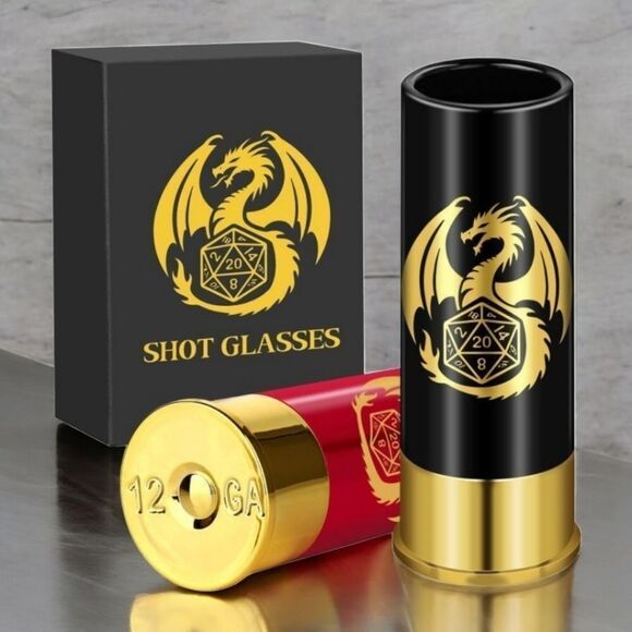 D&D Shot Glass Gift Set – Black & Red 12 Gauge Shells Geeky Barware Novelty NWT - Picture 5 of 5